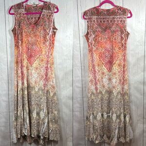 Reba Womens Sleeveless Embellished Western Cowgirl Cut Out Flowy Midi Dress